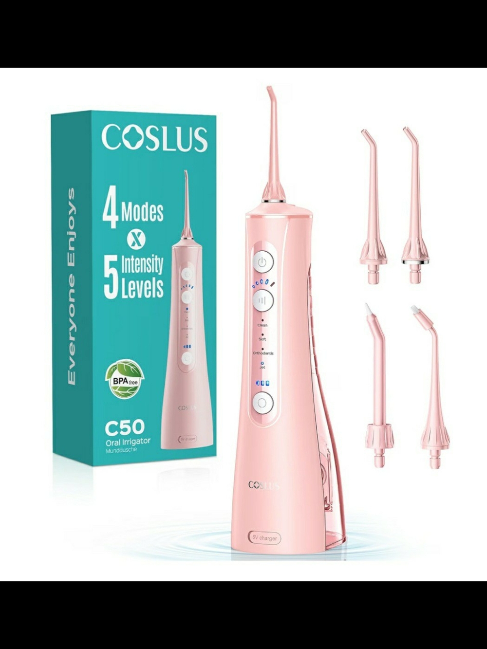 New In Sealed Box C50 Pink Portable Oral Irrigator - 4 Modes, 5 Intensity Levels